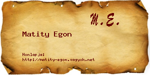 Matity Egon névjegykártya